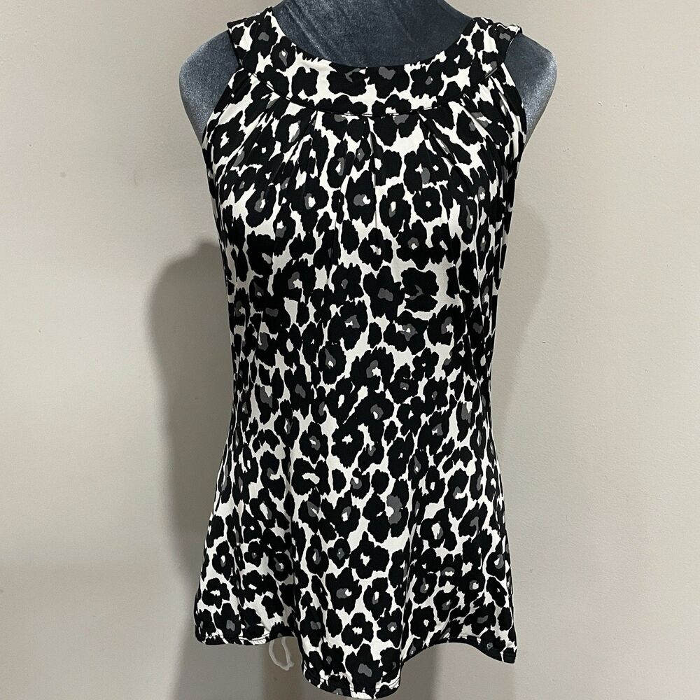 White House Black Market Womens Sleeveless Pullover Top Black N White Size XS